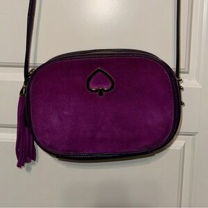 Kate Spade Suede Purple Camera Crossbody Purse